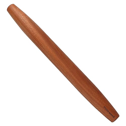 Muso Wood Sapele Wooden French Rolling Pin for Baking, Tapered Roller for Fondant, Pie Crust, Cookie, Pastry (French 17.5inch)