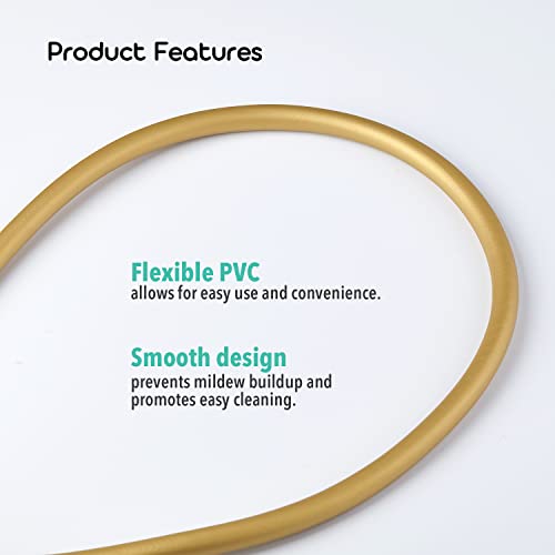 Shower Hose For Barumi Livo & Pluo Handheld Showerheads - Gold Color | Flexible Pvc, Smooth Design For Easy Cleaning, Tangle-Free 360° Rotation Connector, 71" Length, Universal Fit, Easy Installation #TOP3