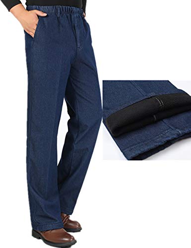 Zoulee New 2019 Men's Full Elastic Waist Denim Pull On Jeans Straight Trousers Pants3