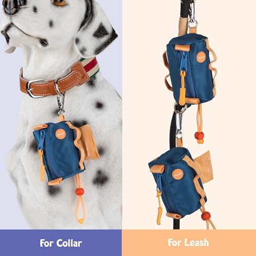 Image of Dog Poop Bag Dispenser with 2 Rolls 20 Bags, Fabric Dog Waste Bag Holder with Zipper & Metal Carabiner - Portable Easy Dispense, Durable Pouch for Leash, Walking, Travel & Outdoor Use