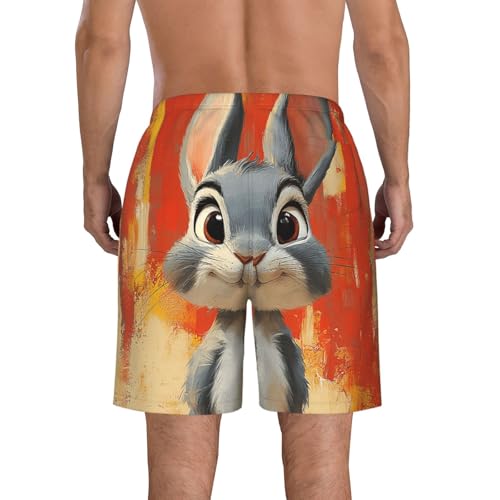 Men's Swim Trunks Quick Dry Beach Board Shorts Bathing Suits - Cartoon Bunny Vintage3