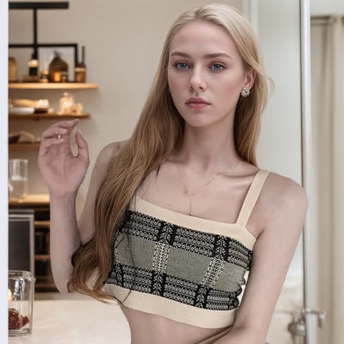 Womens Vest Elastic Fashionable Knitted Square Neck Vests