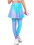 Girls' Leggings with Skirt Kids Footless Tights Mermaid Leggings 7T 6T Skirt Pants Cute Girls Skirt Athletic Leggings Size 6 7