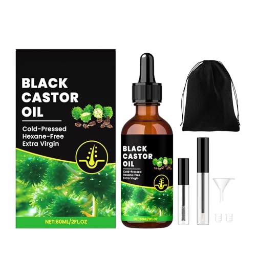 Aceite de ricino para el cabello, aceite de ricino negro jamaicano – 100% puro prensado en frío aceite de ricino negro para el crecimiento del cabello, cuidado de cejas e hidratación de la piel, crema