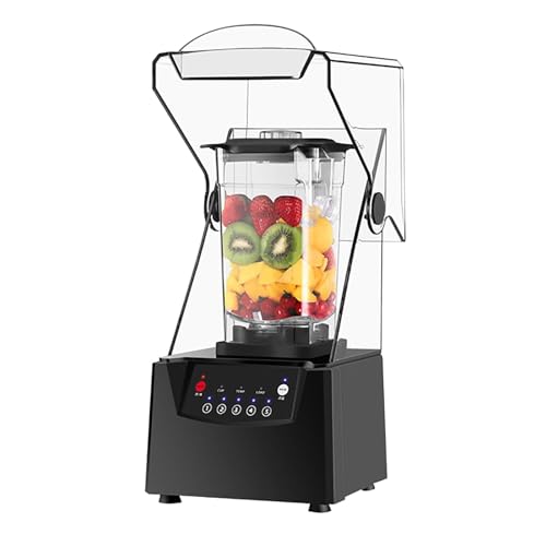 ZYJIX Licuadora Comercial Silenciosa con Escudo, Batidoras Industriales Profesionales De 2200w, 2l para Triturar Hielo, Batidos Y Batidos para Cocina