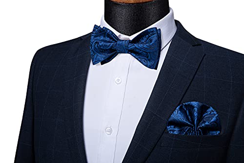 Image of DiBanGu Mens Silk Self Bow Tie Set 4PCS for Tuxedo Wedding
