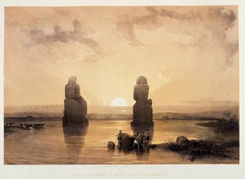 Peintures Statues de Memnon à Thèbes, affiche artistique sur toile de qualité