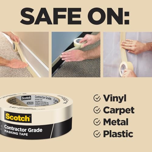 Scotch Contractor Grade Masking Tape, 0.94 inches by 60.1 yards (360 yards total), 2020, 6 Rolls image 3