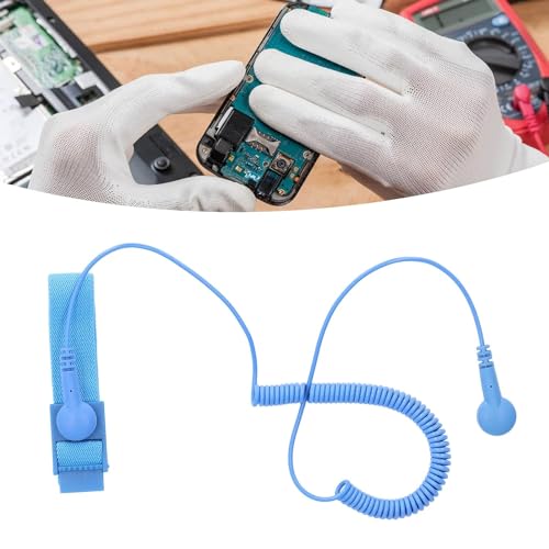 Image of SCHOFIC Anti-Static [ESD] Safe Discharge Wristband Wrist Strap band Grounding Cord B2B Tool- Blue (10)