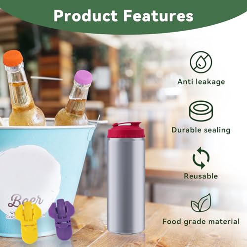 TPTGIAR 18 Stück Getränkedosen Verschluss, Silikon Bierflaschenverschluss, Flaschenverschluss Bierflaschen Wiederverwendbare, Bunt Dosendeckel, Silikon Deckel für Dosen, für Bier Saft & Glasflaschen