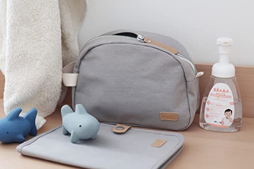 BÉAba Borsa Da Bagno Per Bambino, Borsa Per La Cura Del Bambino, Borsa Ginevra, Tessuto Impermeabile, 2 Tasche Interna, 100% Cotone, Grigio Perla - 4