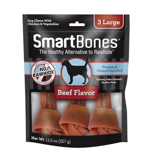 SmartBones Large Chews With Real Beef, Rawhide-Free Chews For Dogs, 3 Count