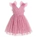 IMEKIS Butterfly Dress for Girl: 9th 10th Birthday Outfit Cake Smash Flower Wedding Guest Kids Toddler Graduation Princess Sparkle Stars Tulle Tea Party Formal Dress Dusty Pink 9-10 Years
