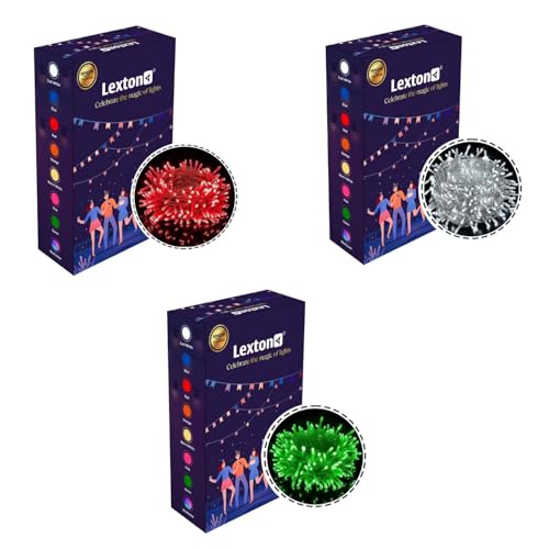 Image of Lexton Christmas Combos of 1Pcs Red, 1Pcs Green & 1Pcs White 40 LED String Light | Decoration Lighting Bulbs Ladi for Diwali, Christmas, Eid, Birthday, Wedding | Suitable Indoor & Outdoor (Set of 3)
