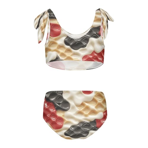 Camo Black White Red Milk Ice Cream Girls Tankini Swimsuit Kids Bikini Sets 2 Pcs Bathing Suit 3T2