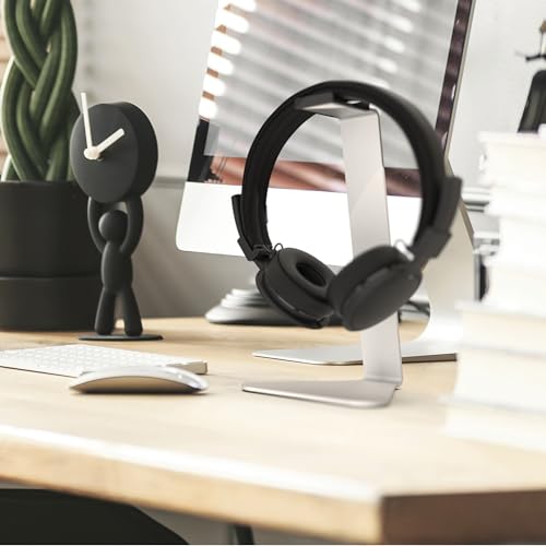 Image of Kanto H1 Universal Headphone Stand - Silver - Solid Steel Construction - Curved Silicone Resting Surface