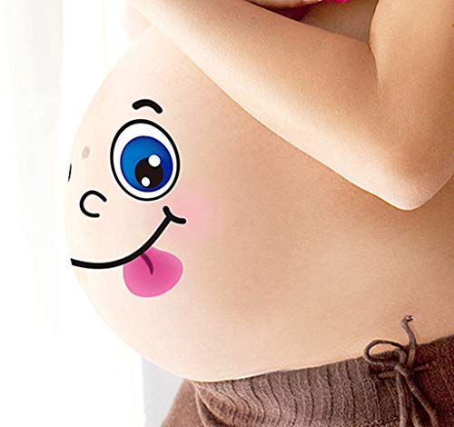 Kinteshun Photo Booth Props for Pregnant Woman,Expectant Mothers Baring Belly Bump Paster Pregnancy Facial Expressions Sticker Unborn Baby Photographying Props (Type A) by Kinteshun - Image 7