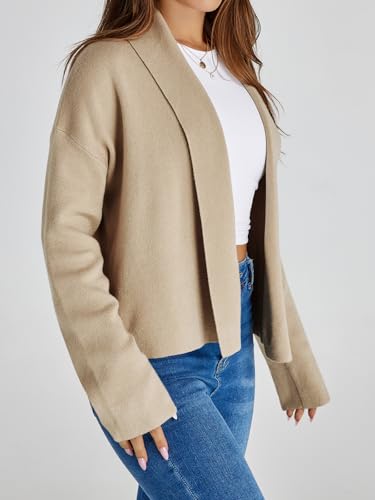 Image of Saodimallsu Womens Cropped Cardigan Open Front Shawl 2026 Fall Trendy Long Sleeve Sweater Jacket