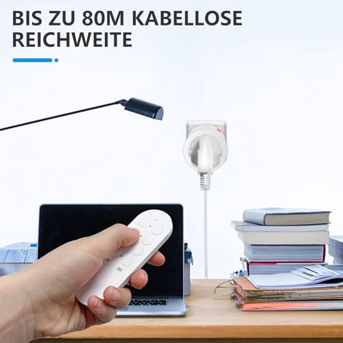 SURNICE Funksteckdosen mit Fernbedienung, 80 m Reichweite, 2300 W – Ansicht 4