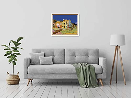 Image of Amiiba Stamped Cross Stitch Kits, The Yellow House (The Street) DIY 11CT 23.6x19.2 inch (Van Gogh)