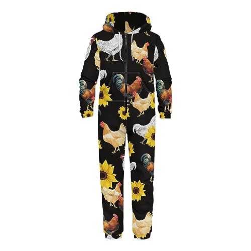 POLERO Mushroom Rabbit Onesie Pajama Women Zip Up Nightgowns Mens Hooded Sleepwear with Pocket One-Piece Housewear