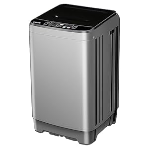 15.6lbs Full-Automatic Washing Machine, Portable Compact Laundry Washer with Drain Pump, 10 Programs 8 Water Levels with LED Display for RV, Camping, Apartment, Dorm, Dark-Grey