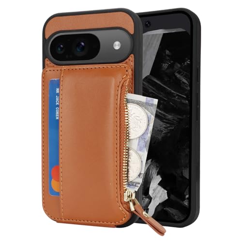 Image of Cavor for Google Pixel 9 /9 Pro Case Wallet with Card Holder, Brown