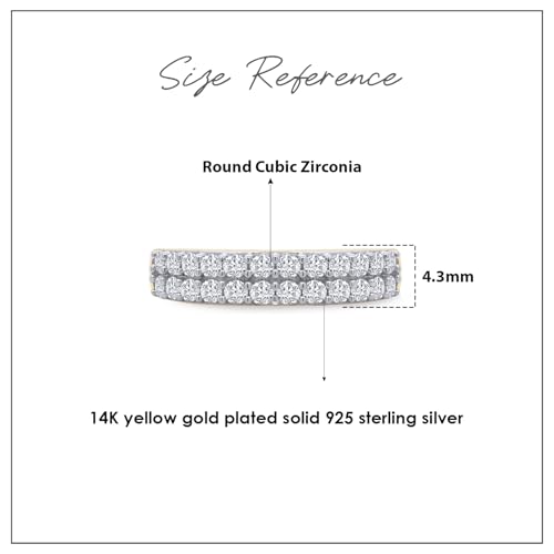 Round Cut White Cubic Zirconia Double Row Half Eternity Women's Engagement Wedding Band Ring in 14k Gold Plated Sterling Silver promise rings for her, Gift Jewelry2