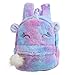 Mini Sac à Dos en Peluche Motif Licorne Mignon pour Enfants, Cartable à Bretelles avec Fermeture à Glissière Réglable Sangles Mode pour Voyage École Maternelle de Fille (violet, 20 * 10 * 30)