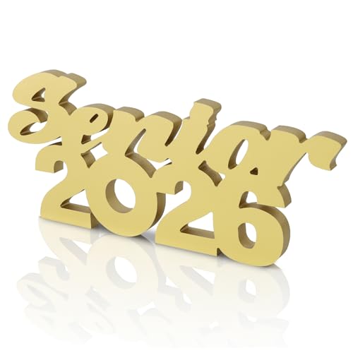 Image of TONIFUL Graduation Decorations 2026 Senior 2026 Sign Wooden Gold Class of 2026 Table Centerpiece Photo Props Graduation centerpieces Senior 2026 Sign for 2026 Party Decorations Supplies