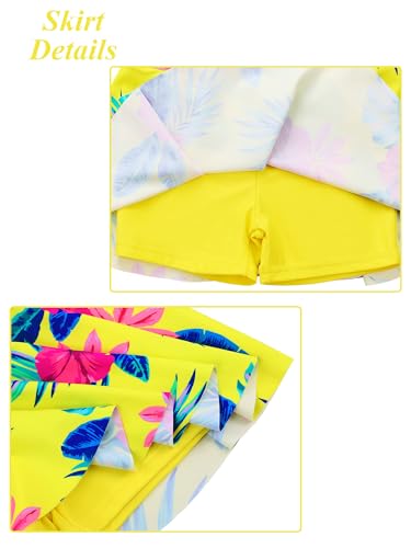 Image of Girls Rash Guard 2 Pieces Bathing Suit UPF50+ Swimsuit with Swimming Skirt Swimwear 2-14Y