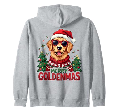 Merry Goldenmas Cute Golden Retriever Dog Christmas Holiday Felpa con Cappuccio