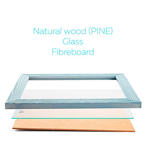 Rustic Wooden Picture Frame 8X10 - Blue Turquoise Set Of 2 - Natural Eco Solid Wood And High Definition Real Glass For Wall Mounting And Tabletop Photo Frames #TOP3