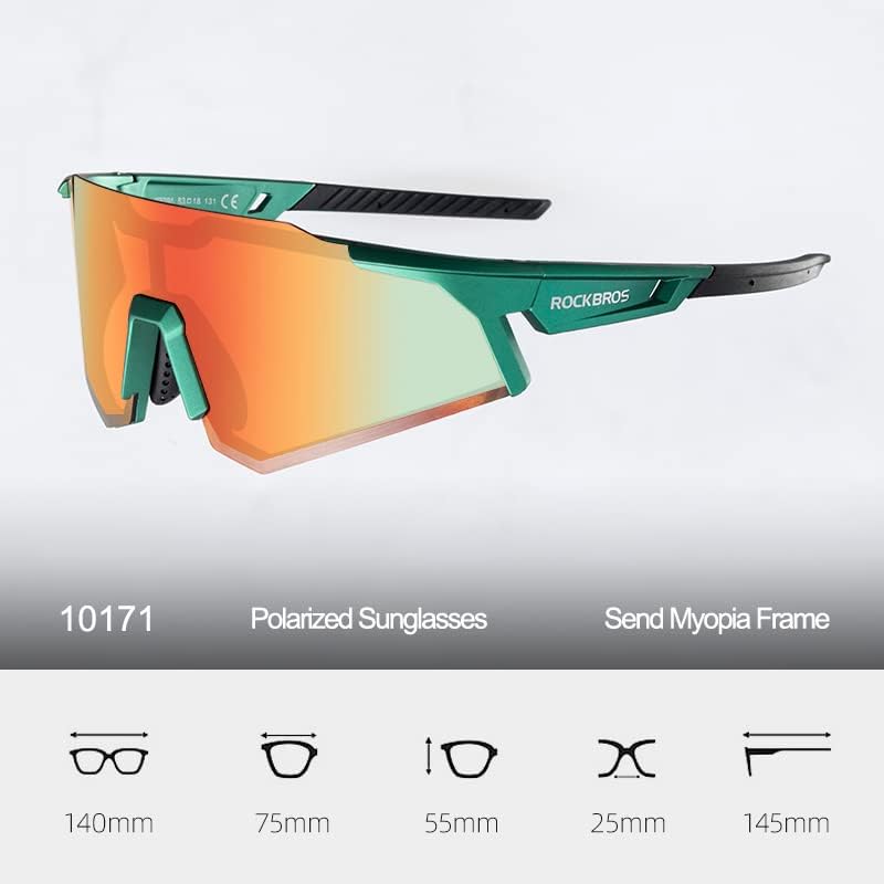 Miniatura 6 de ROCKBROS Gafas de sol polarizadas para hombres y mujeres, protección UV, gafas de ciclismo, gafas deportivas