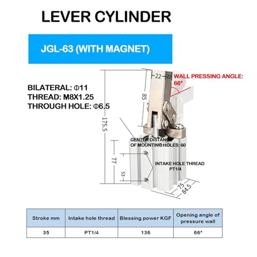 Serrage pneumatique ALC JGL63 à bras pivotant haute pression - 2