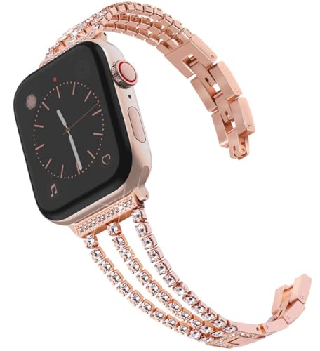Image of Zitel Bling Rhinestone Metal Band Compatible with Apple Watch Straps for Women Girls Sparkling Shiny Wristbands