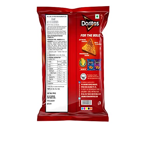 Doritos Nacho Chips 75 Gram/82.5G/100 Gram Nacho Cheese Flavour, Crunchy Crispy Chips & Snacks, Big Pack (Weight May Vary )