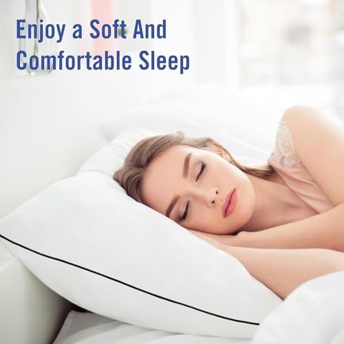 Image of Vorouhals Hotel Collection Bed Pillows for Sleeping 4 Pack Queen Size Cooling Pillows Set of 4 for Back, Stomach or Side Sleepers, Super Soft Down Alternative Microfiber Filled Pillows