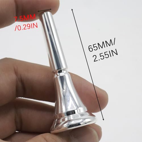 Cheerock 1Pack French Horn Mouthpiece, Standard Size French Horn Replacement Accessory, Compatible with Most French Horns (Silver) - Thumbnail 2
