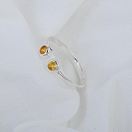 Bague en argent sterling 925 avec citrine jaune véritable - 3