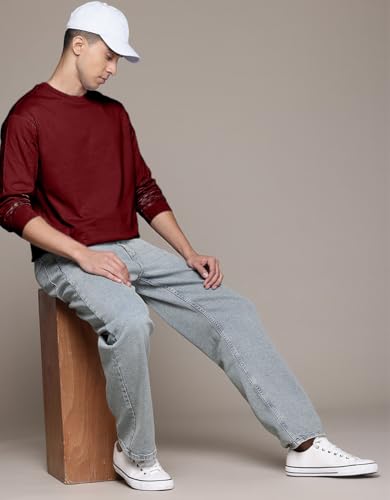 Image of Veirdo Pure Cotton Round Neck Regular Fit Solid Full Sleeve T-Shirt for Men & Boys (Available in Black, Cork, Green, Maroon, Navy, Swanwhite & White Color)