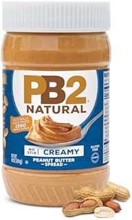 PB2 Natural Creamy Peanut Butter | All Natural Peanut Butter Spread, No Stir, Healthy, Naturally Sweetened with Zero Added Sugar, Certified Gluten Free, Vegan (1-Pound Jar, Pack of 2)