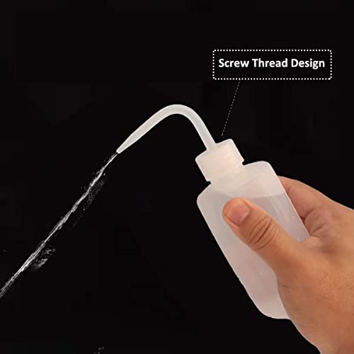 2Pcs 250ml 8.5oz Plastic Safety Wash Bottle,Narrow Mouth Squeeze Bottles for Tattoo Wash,Chemistry, Industry, Lab & Gardening-Transparency