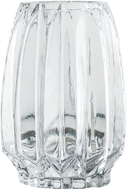 Floreros Altos de Vidrio Transparente, floreros para el hogar con arreglos Florales, floreros Secos, floreros Modernos Minimalistas con diseño de Rayas (C 9,5 * 19,5 CM)