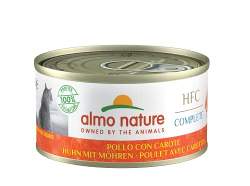 Almo Nature- HFC Complete- Huhn mit Karotte- Nassfutter für ausgewachsene Katzen, 24 Packungen à 70 g