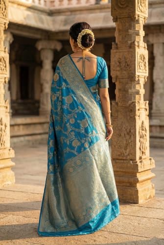 Image of C J Enterprise Women's Pure Soft Silk Saree With Blouse Piece For Wedding (Veil)