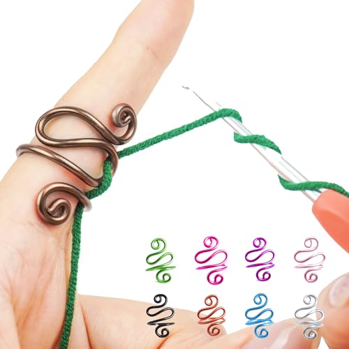 NIBIBALA Crochet Tension Ring, Lefties & Righties Yarn Tension Control, Adjustable Companion Ring, Birthday Gifts For Friend, Sister, Mom, Aunt, Grandma, Knitters (Size 7-10, Brown)