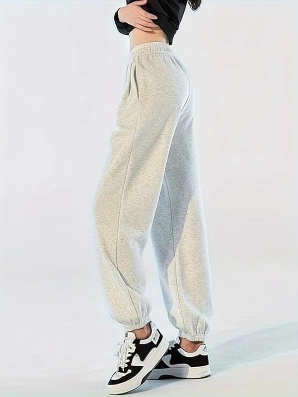 Image of Imsa Moda Women's Loose Fit Track Pants - Polycotton Joggers with Elastic Waistband & Side Pockets | Lower Comfortable for Gym, Running & Casual Wear