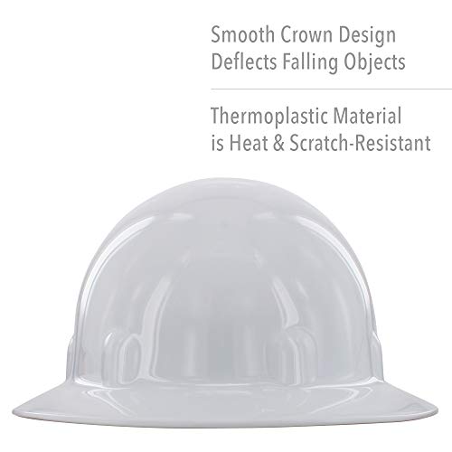 Fibre-Metal By Honeywell E1Rw Supereight Thermoplastic Full Brim Hard Hat With 8 Pt. Ratchet Suspension, White #TOP1
