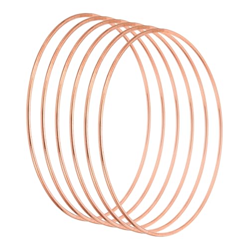 PATIKIL 5.9 Inch Dream Catcher Rings, 6 Pcs Metal Macrame Wreath Floral Round Ring Hoop for Christmas Decor Home Car DIY Craft Wedding Wall Hanging Decorations, Rose Gold